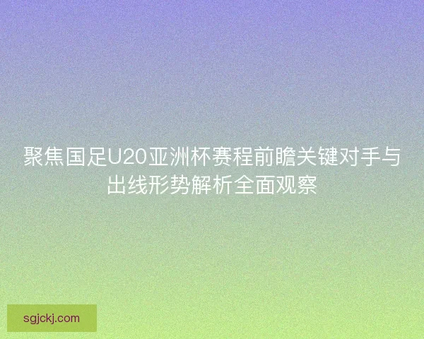 聚焦国足U20亚洲杯赛程前瞻关键对手与出线形势解析全面观察